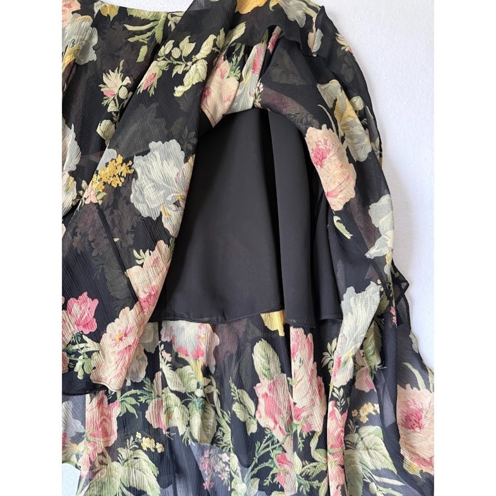 Lauren Ralph Lauren Skirt Women 10P  Floral Chiffon Layered Asymmetrical Hem - Picture 4 of 13
